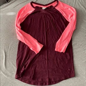 Long sleeve baseball style PINK tee